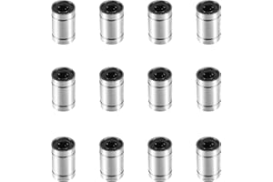 MELIFE 12PCS LM6UU Linear Bearings, 6mm Bore Dia Linear Motion Bushing with Double Side Rubber Seal Great for CNC Machine 3D Printer