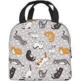 Cute Cat Kitten Kawaii Insulated Lunch Bag For Women Men Reusable Lunch Box Container Waterproof Portable Cooler Thermal Tote Bag For Work Office Picnic Beach Travel