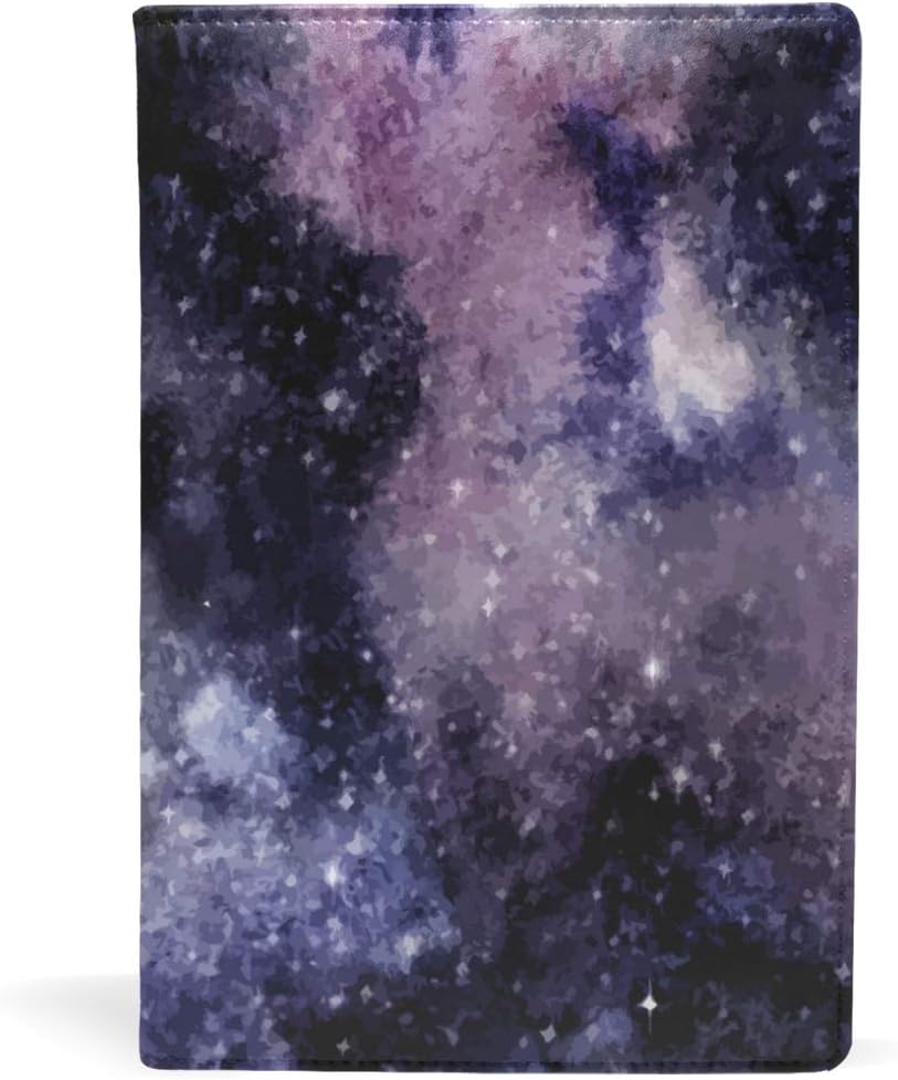 EZIOLY Watercolor Universe Space Galaxy Nebula Starry Stretchable Book Cover Fits Most Hardcover Textbooks up to 8.7" x 5.8" Adhesive-Free Fabric School Book Protector. Easy to Apply. Wash &