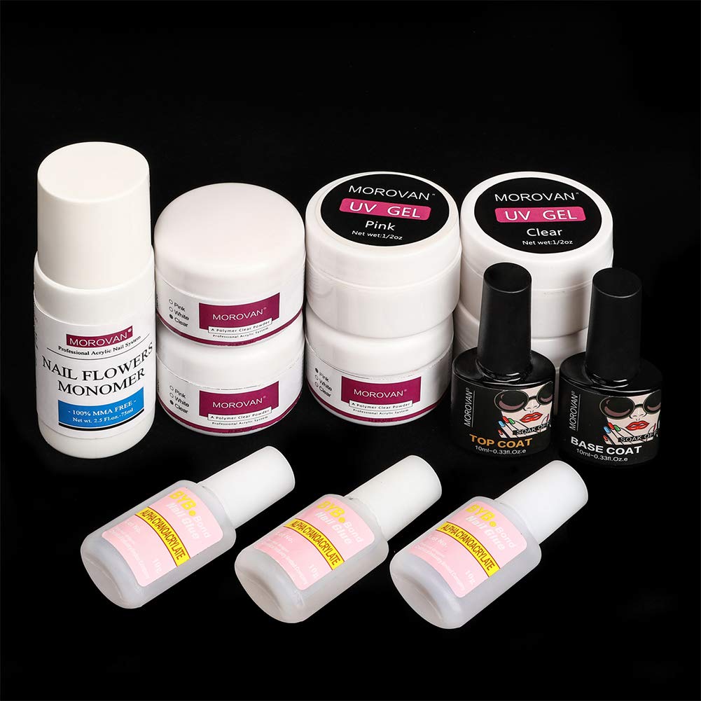Acrylic Nail kit, with Nail Flowers Monomer and Basic Nail Art Tools Shinny Glitter Acrylic Powder liquid Kit Gift Box Set: Beauty