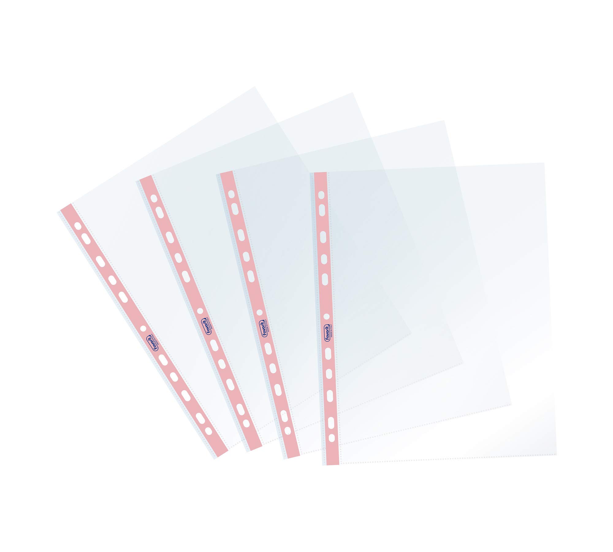 Favorit Pack of 25 High-Gloss Perforated Envelopes 22 x 30 cm Transparent with Coloured Stripes Pastel Powder