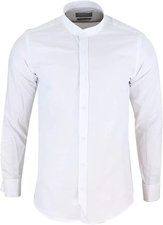 TruClothing.com Neru Camisa para hombre, color blanco, cuello desmontable, corte ajustado Cuello Neru Slim M: Amazon.es: Ropa y accesorios