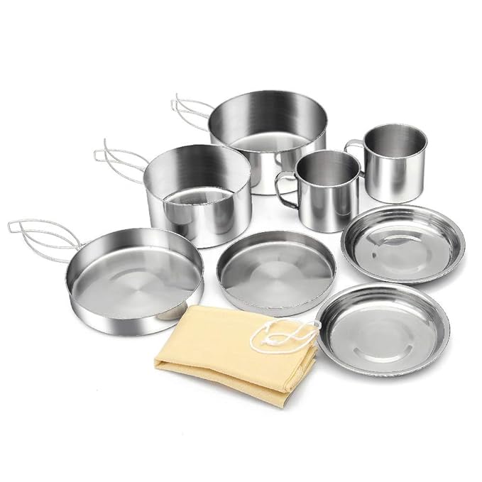 GEERTOP Portable Camping Cookware Stainless Mess Kit NonStick Camp