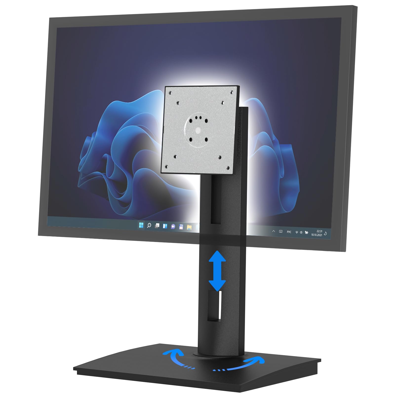 Photo 1 of Cadcreo Vesa Monitor Stand, Spring Height Adjustment Swivel and Tilt Vesa Stand, Rotating Between Landscape and Portrait Only Compatible with Monitors Within 32 inches and Weighing Between 7-11lb
