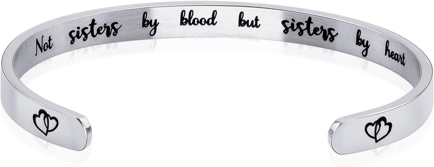 Friendship Bracelet Sister Jewelry-Not Sisters by Blood But Sisters by Heart-Best Friends Bangle