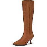 IDIFU Women's IN3 Knee High Tall Boots Pointed Toe Low Kitten Heel Long Fall Boot Side Zipper for Women Ladies Dress Dressy Fashion Small Heeled Boots