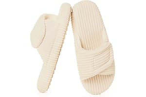 Women's Orthopedic Slippers with Arch Support Comfy Adjustable Memory Foam Open Toe House Slippers Bedroom Shoes for Plantar 