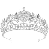 Foyte Baroque Queen Crown and Tiaras Sliver Sparkly Rhinestone Wedding Crown Bride Leaf Tiaras Princess Tiaras Headpieces for Women