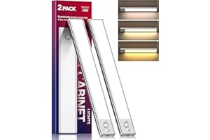 DIDISKY 2 Pack Under Cabinet Lighting, 3 Color Temperatures Motion Sensor Light Indoor, LED Rechargeable Cabinet Lights, Stick-On Magnetic Closet Light, Wireless Under Counter Lights for Kitchen, Stair