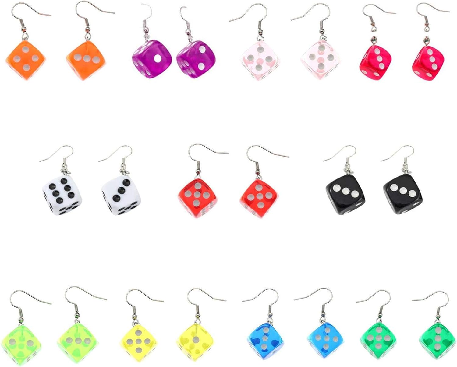 2 Pairs Dice Earring Contracted Sieve Disco Dancing