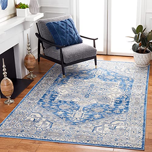 SAFAVIEH Brentwood Collection Accent Rug - 3' x 5', Blue & Grey, Medallion Dist…