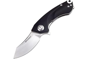 H HARNDS Harnds Ballet Folding Knife with Sandvik 14C28N Blade Camping Pocket Knife with Deep Carry Pocket Clip G10 Handle Flipper Open Liner Lock EDC (black)