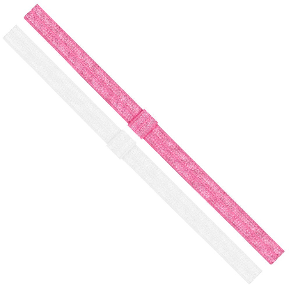 Photo 1 of Wee Ones Baby Girls' Two Add-A-Bow Baby Elastic Head Bands - White and Hot Pink (0-6 Months)
