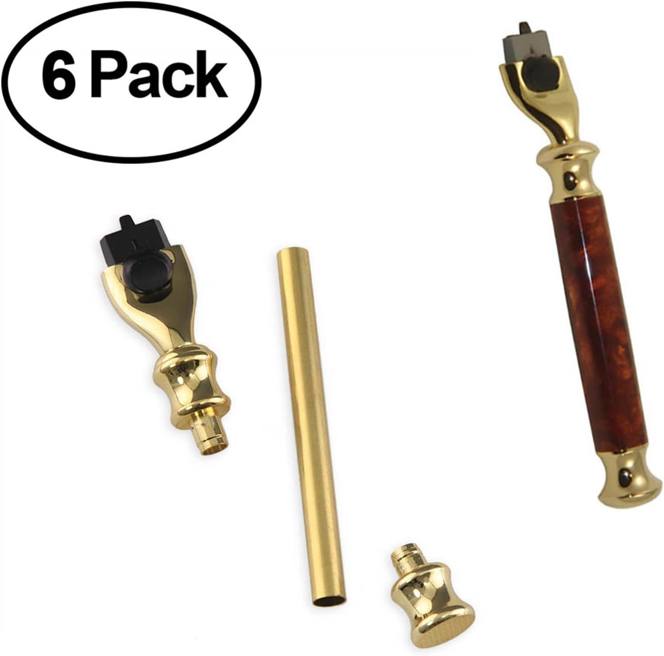Legacy Woodturning, Mach 3 Razor Handle Project Kit - Gold 6 Pack