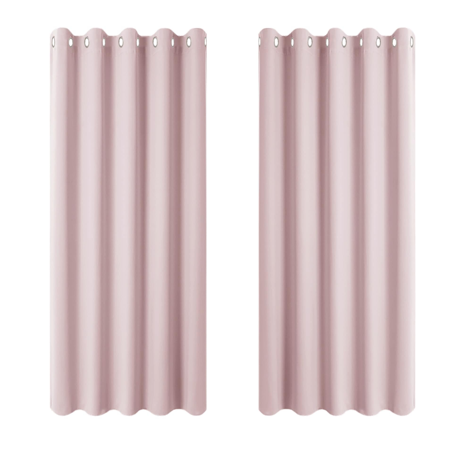 PONY DANCE Girls Blackout Bedroom Curtain with Eyelet - Pink Thermal Curtains for Kids Sunlight Blocked Drapes for Nursery, 2 Panels, Width 66 Inch by Depth 54 Inch, Light Pink — image 1