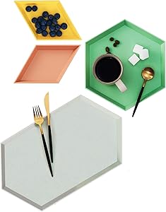 Le Sense Amazing Home Elegant Modern Stackable Geometric Jewelry Tray Desk Organizer Decorative Display Storage Rhombus Platters for Rings Necklace Earrings Set of 4