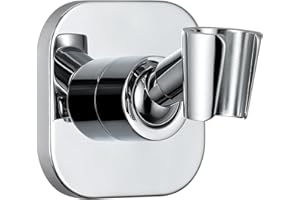 G-Promise All Metal Handheld Shower Head Holder, Adjustable Wall Mount Shower Wand Bracket, Strong Adhesive Disc Mount or Drill Installation (Chrome)