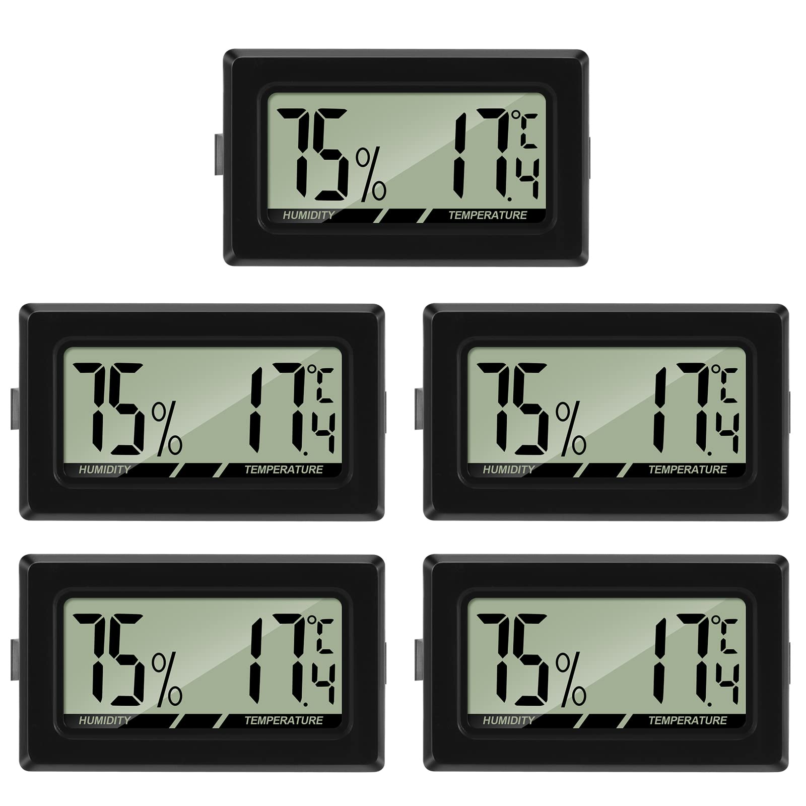 Thlevel LCD Digital Thermometer Hygrometer Temperature Humidity Meter Gauge Thermometer for Greenhouse, Cars, Home, Office (5PCS)