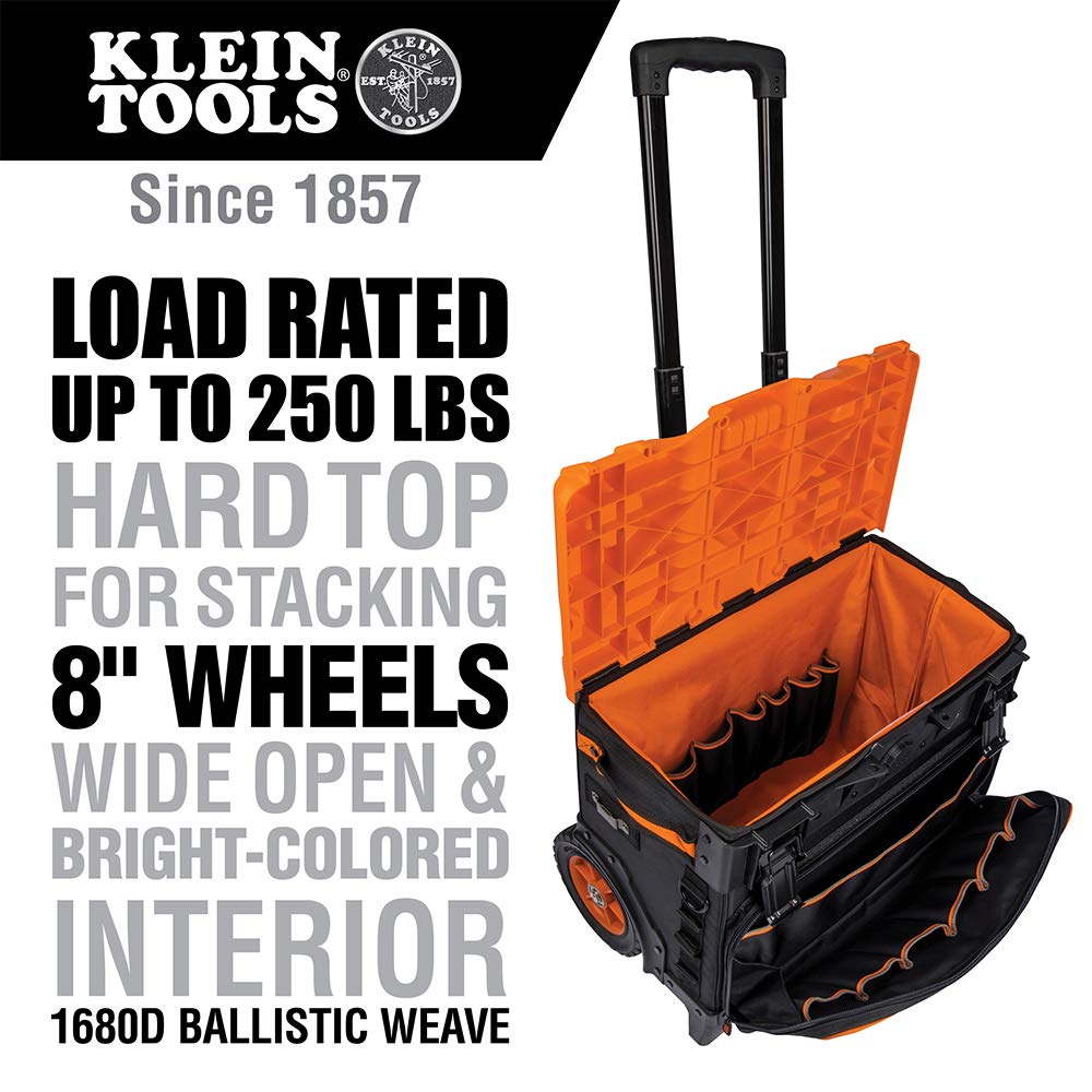 Klein Tools 55473RTB Tool Box, Rolling Tool Bag on Wheels with High Clearance, Portable Tool Box up to 250 Pounds