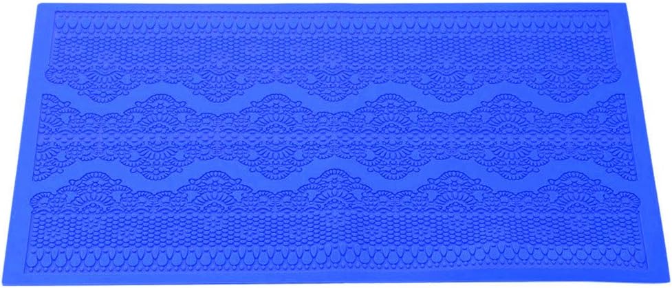 OCCOKO Lace Pattern Mould Silicone Mat Fondant Sugar Craft Cake Mold Diy Baking Decorating Tool Silicone Baking Mat Cooking Sheets Molds Non-Stick(Blue, 38 X 28 X 0.2cm)