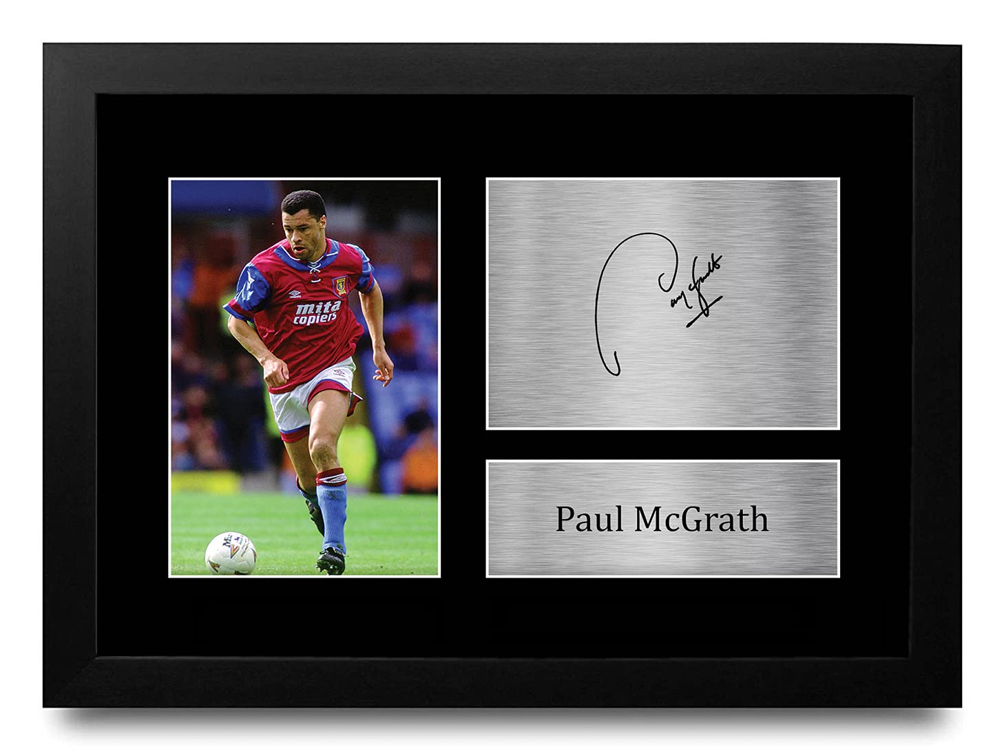 HWC Trading FR A4 Paul McGrath Aston Villa Gifts Printed Signed Autograph Picture for Football Fans and Supporters - A4 Framed