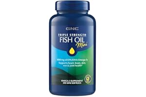 GNC Triple Strength Fish Oil Mini Omega 3 Supplement, 1000mg EPA and DHA, Supports Heart, Brain, Skin, Eye and Joint Health, 240 Mini Softgels