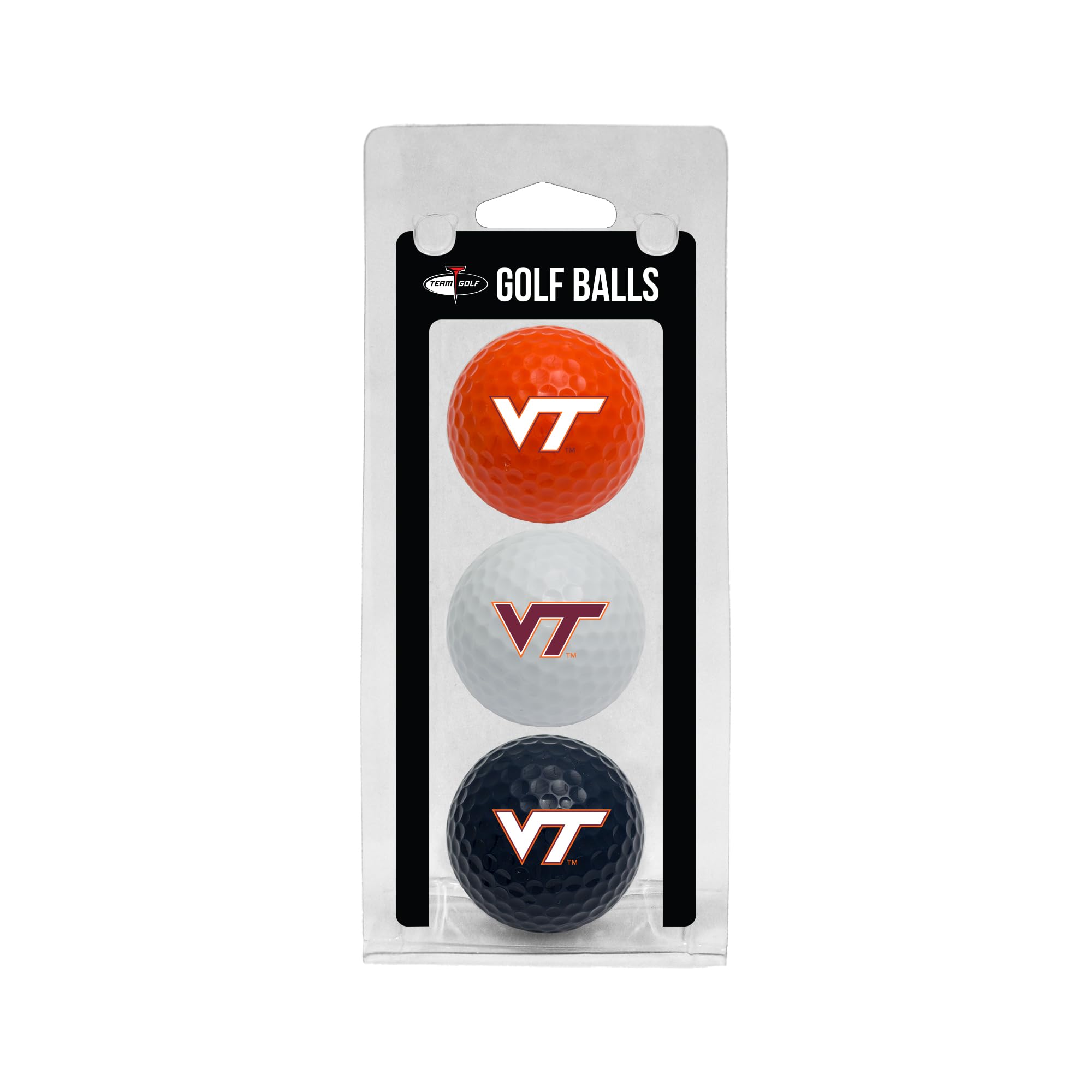 Team Golf NCAA Virginia Tech Hokies 3 Golf Ball Pack Regulation Size Golf Balls, 3 Pack, Full Color Durable Team Imprint