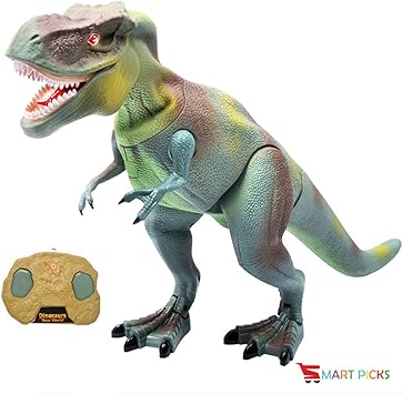 Smart Picks Battery Operated Infra Remote Control Walking Dinosaur with Led Lights and Sounds 123 (20.4-inch)