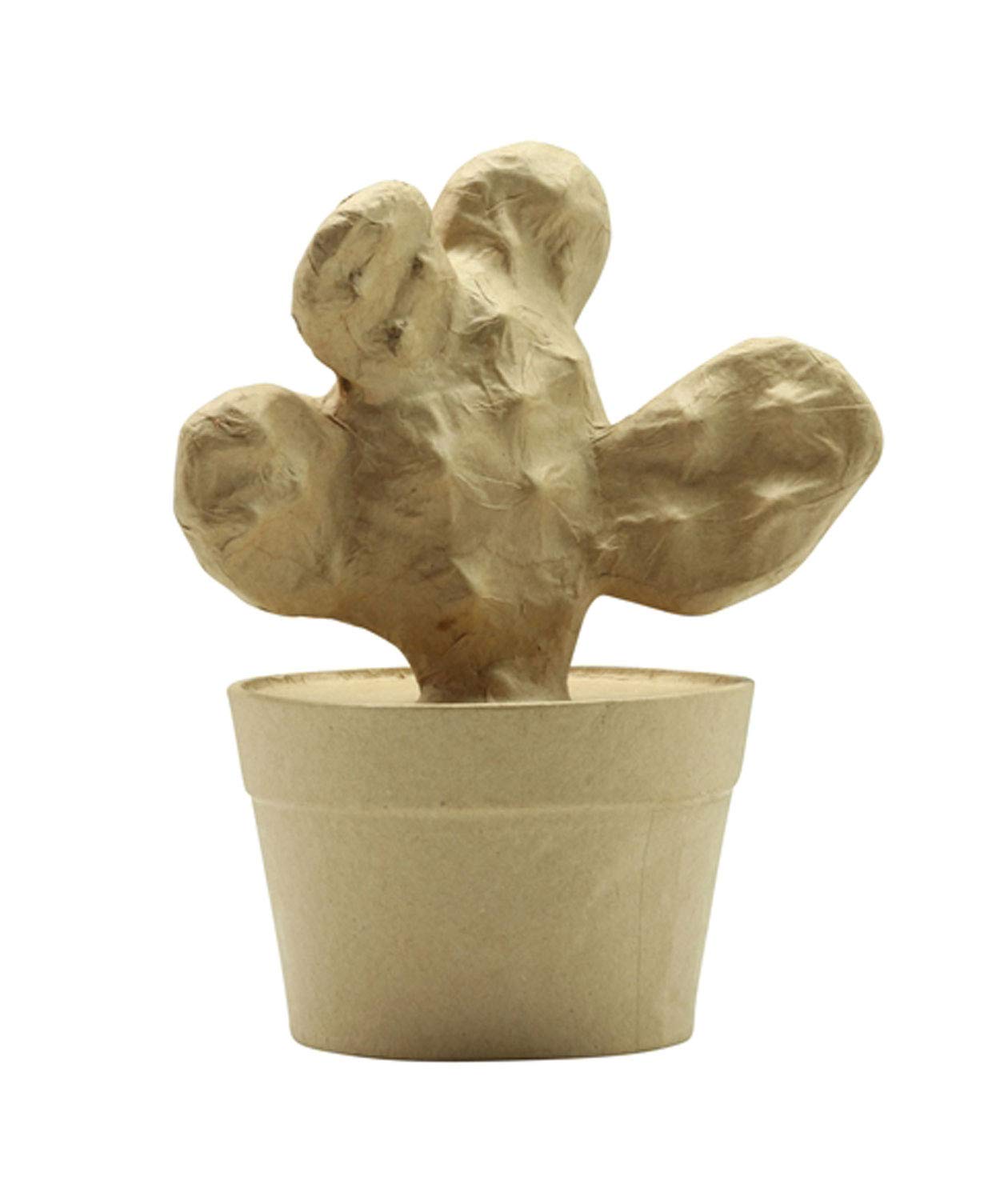 Décopatch HD047C - Brown papier-mâché stand 9.5x13x16.5 cm, Cactus racket - DIY - Customisable Décor - Completely Personalise - Creative + Leisure Activity