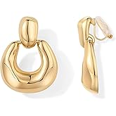 FAN&LOUIS Clip On Earrings Women,14K Gold Statement Earrings Clips Lightweight Clip-on Earrings for Women
