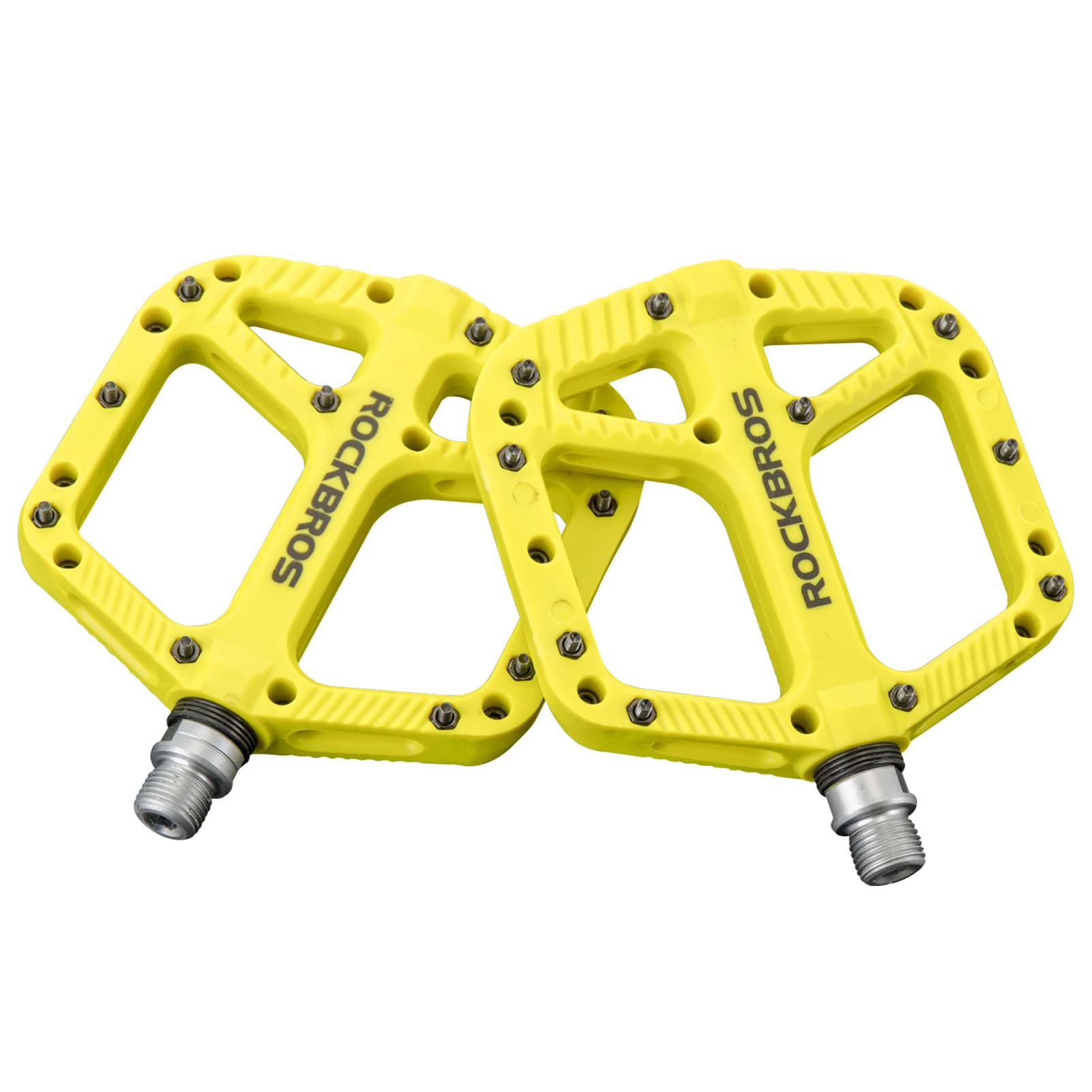 ROCKBROS Mountain Bike Pedals, Non-slip MTB Nylon Fiber Pedals, 3 Sealed Bearings Bicycle Cycling Pedals, 9/16 Inch Bicycle Pedals Flat, Lightweight and Wide Flat Platform Pedals