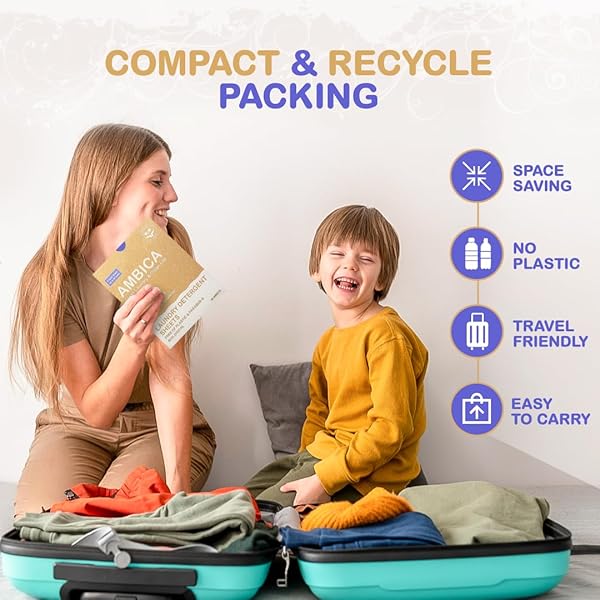 AMBICA TRAVEL LAUNDRY DETERGENT SHEETS, PLANT-BASED LAUNDRY SOAP FOR FRESH CLOTHES, HYPOALLERGENIC & FREE FROM HARSH CHEMICALS, PERFECT FOR SINK OR WASHER CLEANING SOLUTIONS. 30 SHEETS UP TO 60 LOADS