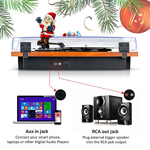WOCKODER-LP-3-Speed-Bluetooth-LED-Turntable-with-Built-in-Stereo-SpeakersVintage-Style-Record-Player-Vinyl-To-MP3USBSD-Recording-Natural-Wood