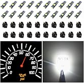 WLJH White T5 74 Led Bulb Dash Lights with PC74 Twist Socket, Dimmable | 3030 SMD, 6000K Output, Fits 2721 37 70 73 286, Warning Indicators, Instrument Cluster Lights, Gauge Light Kit, 20-Pack
