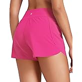 HeyNuts My Pace Athletic Shorts for Women, Upgraded Mid Waisted Workout Gym Running Shorts with Liner 3"