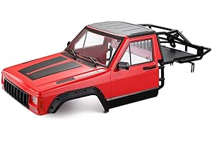 INJORA RC Cherokee Body Cab & Back-Half Cage for 1/10 RC Crawler Traxxas TRX4 Axial SCX10 90046 (Cab&Cage(Red))