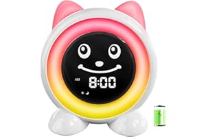 I·CODE Kids Alarm Clock, Toddler Routine Helper Sleep Training Clock with Night Light, Nap Timer, Snooze,5200mAh Battery Operated Clock for Younger Children Boys Girls