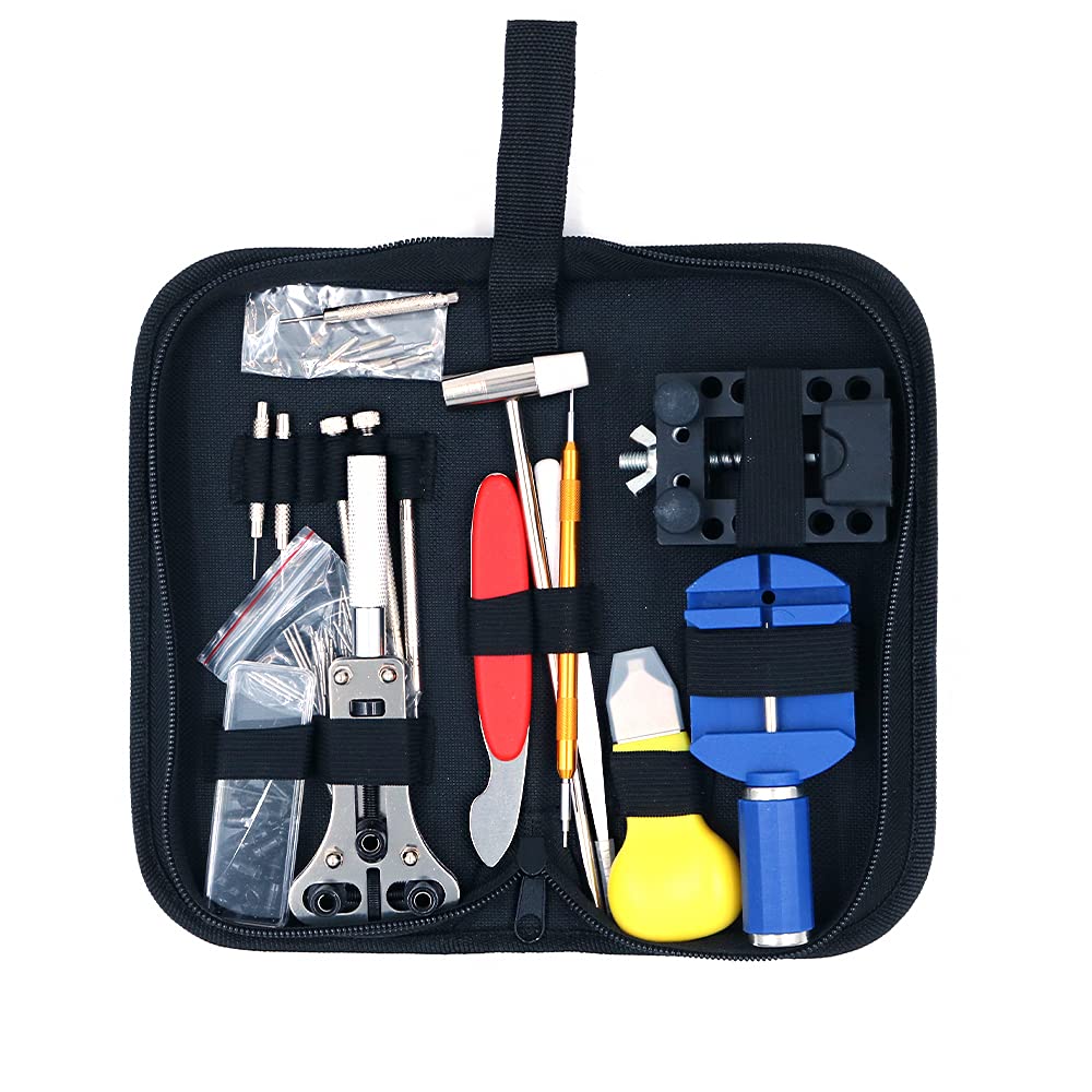 CENPEK 147Pcs Watch Repair Tool Kit for Case Opening and Strap Adjustment, Professional Watch Back Remover Tool Kit for Watch Band Link Pin Removal