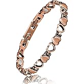 Reaowazo Copper Bracelets For Women Copper Magnetic Bracelet For Women Magnetic Copper Bracelet With 3 More Smarter Clasps Love Heart Jewelry Gift for Womens