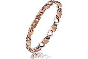 Reaowazo Copper Bracelets For Women Copper Magnetic Bracelet For Women Magnetic Copper Bracelet With 3 More Smarter Clasps Love Heart Jewelry Gift for Womens