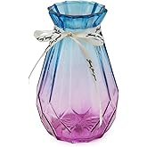 OFFIDIX Glass Vase Gradient Multicolor with Geometric Faceted Design Flower Vase for Weddings, Events, Decorating, Arrangements, Flowers, Office, or Home Decor