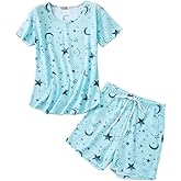 ENJOYNIGHT Womens Pajama Shorts Sets Cotton Pjs Summer Cute Sleepwear with Pockets