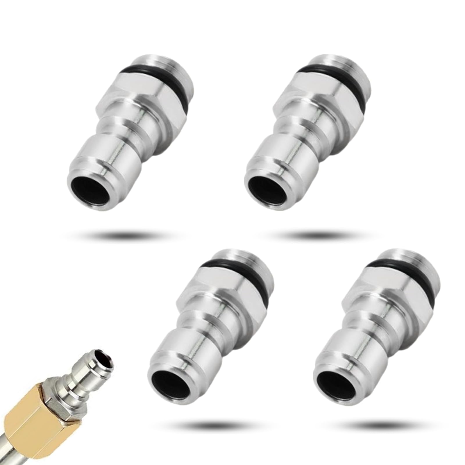 4 PCS 1/4'' Quick Release Connector Professional Pressure Washer Sprayer Fittings M22-14mm Male Thread Hose Connector Snow Foam Lance Bottle for Garden Hose Tap Connector