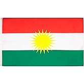 AZ FLAG Kurdistan Flag 5x8 ft 100D Polyester 2 Grommets | Indoor and outdoor use Curdistan 250x150 cm decorative flag double stitched seams and reinforced edges with metal grommets
