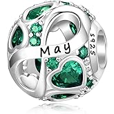 PHRUKAR Birthstone Charm for Charm Bracelet, 925 Sterling Silver Infinity Love Heart Bead Charm for Bracelet and Necklace, Happy Birthday Mother's day Christmas Jewelry Gifts for Women