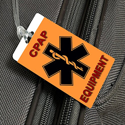 2x Fluorescent Orange Medical CPAP Equipment Luggage Tags TSA CarryOn