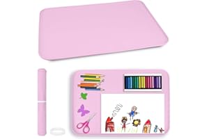 JOASINC 24" x 16" Silicone Art Mat for Crafts - Silicone Painting Mat for Kids with Raised Sides,Paint Craft Mats for Painting, DIY Making, Clay, Resin, Slime, Jewelry-Making & Crafts Creation (Pink)