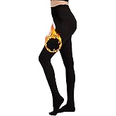 Hiltzo Fleece Lined Tights for Women, Warm Thermal Opaque Leggings, Winter Soft Thick Pantyhose