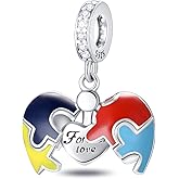 EMOSTAR Valentines Day Charms,Celtic Knot,Lipstick Red Lips,I Love You,Autism Awareness,Magnolia, in Love,Clover Heart Beads in Sterling Silver,Gifts for Family Christmas/European Bracelet