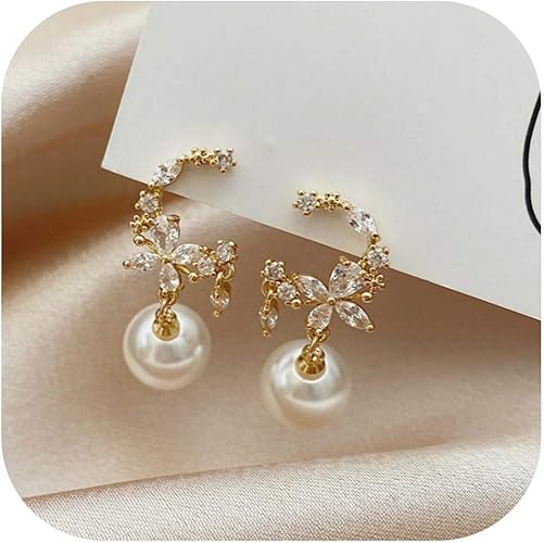 Classic Pearl Simulatedpearl Flower Drop Earrings For